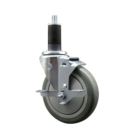 Service Caster 5'' SS Gray Poly Swivel 1-1/4'' Expanding Stem Caster with Brake SCC-SSEX20S514-PPUB-TLB-114